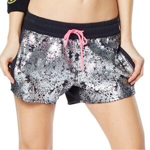 Zumba Stylish Black and Silver Women's Shorts